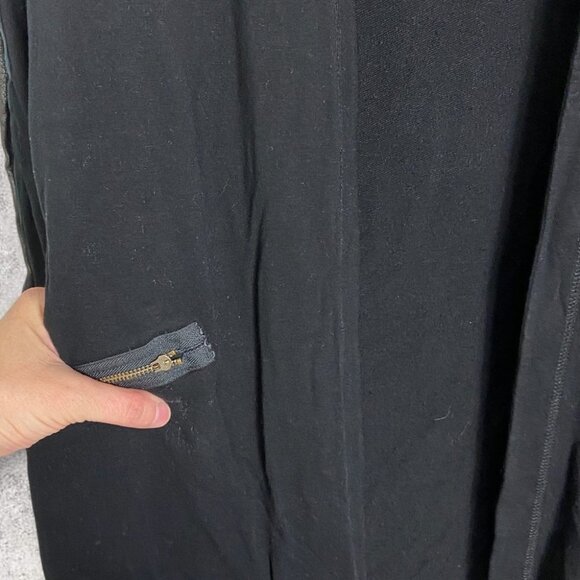 Michael Stars‎ Leather Sleeve Zipper Pocket Cardigan Sweater Shacket Size Medium - Picture 9 of 12